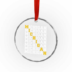 Michigan Fan Crystal Glass Ornament Yellow Bold Athletic Sport State Letters Game Day TS11 Print Your Wear