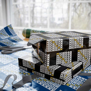 Michigan Fan Wrapping Paper Roll Yellow Bold Athletic Sport State Letters Game Day TS11 Black Print Your Wear