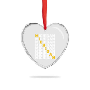 Michigan Fan Heart Crystal Glass Ornament Yellow Bold Athletic Sport State Letters Game Day TS11 Print Your Wear