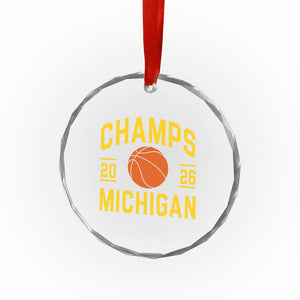 Michigan Hoops Champions Graphic Crystal Glass Ornament 2026 Basketball Victory Pride TS12 Print Your Wear