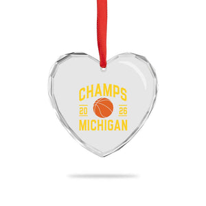 Michigan Hoops Champions Graphic Heart Crystal Glass Ornament 2026 Basketball Victory Pride TS12 Print Your Wear
