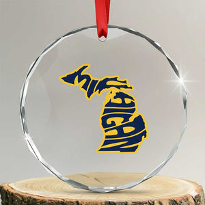Michigan Lover State Map Pride Souvenir Gift Crystal Glass Ornament TS12 Transparent Glass 3'' Circle Print Your Wear