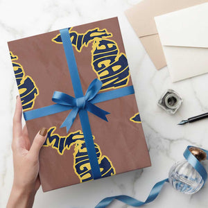 Michigan Lover State Map Pride Souvenir Gift Wrapping Paper Roll TS12 Mocha Print Your Wear