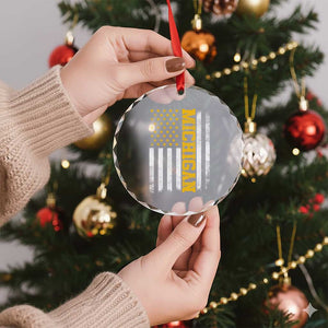 Michigan Pride Crystal Glass Ornament Vintage American Flag Distressed Varsity Aesthetic Letters MI State TS11 Print Your Wear