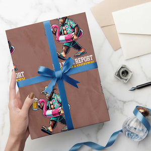 Mid-Year Report Still Naughty Wrapping Paper Roll Funny Bigfoot Drinking Beer Christmas in July