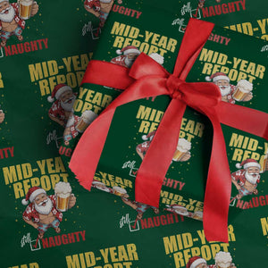 Mid-Year Report Still Naughty Wrapping Paper Roll Funny Santa Christmas In July