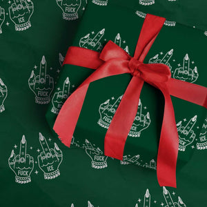Middle Finger F Ice Wrapping Paper Roll Against Ice Violence Outspoken Resistance TS02 Green Print Your Wear