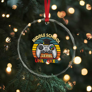 Middle School Level Unlocked Crystal Glass Ornament Funny Gamer First Day of Middle School