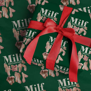 MILF Man I Love Feet Wrapping Paper Roll Funny Sexy Inappropriate Saying Quote TS10 Green Print Your Wear