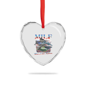 MILF Man I Love Flyovers Meme Heart Crystal Glass Ornament for Aviation Buffs Patriotic Meme Lords TS02 Print Your Wear