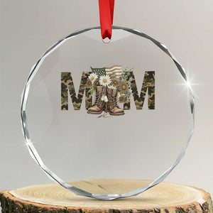 Military Army Mom Floral Combat Shoes Crystal Glass Ornament TS11 Transparent Glass 3'' Circle Print Your Wear