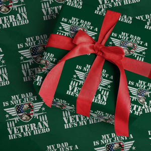 Military Family Veteran Support Wrapping Paper Roll My Papa US Veteran My Hero
