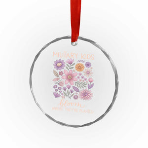 Military Kids Bloom Where They are Planted Crystal Glass Ornament Purple Up Month of the Military Child Floral Empowerment TS02 Print Your Wear