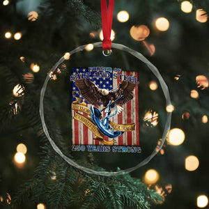 Military Navy 250th Anniversary Crystal Glass Ornament Forged of Salt and Steel Patriotic Eagle Anchor American Flag TS02 Print Your Wear
