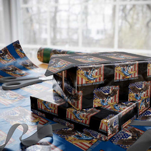 Military Navy 250th Anniversary Wrapping Paper Roll Forged of Salt and Steel Patriotic Eagle Anchor American Flag TS02 Black Print Your Wear