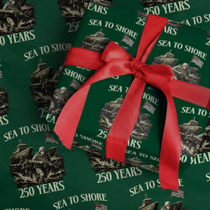 Military Navy 250th Anniversary Wrapping Paper Roll Sea To Shore 250 Years TS02 Green Print Your Wear