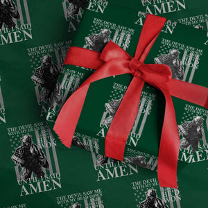 Military Soldier Skull Christian Faith Wrapping Paper Roll The Devil Saw Me With My Head Down And Thought He'd Won