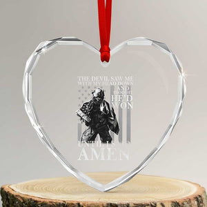 Military Soldier Skull Christian Faith Heart Crystal Glass Ornament The Devil Saw Me With My Head Down And Thought He'd Won