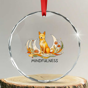 Mindful Aloka the Dog Mindfulness Crystal Glass Ornament Zen Lotus Spiritual Calm TS02 Transparent Glass 3'' Circle Print Your Wear