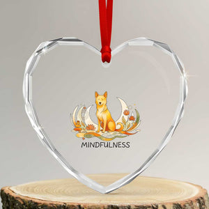 Mindful Aloka the Dog Mindfulness Heart Crystal Glass Ornament Zen Lotus Spiritual Calm TS02 Transparent Glass 3'' Heart Print Your Wear