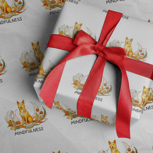 Mindful Aloka the Dog Mindfulness Wrapping Paper Roll Zen Lotus Spiritual Calm TS02 White Print Your Wear
