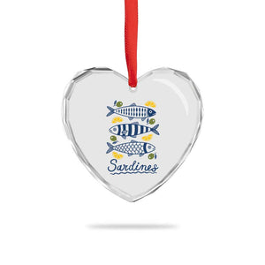 Minimal Sardines Fishermen Aesthetic Retro Heart Crystal Glass Ornament TS11 Print Your Wear