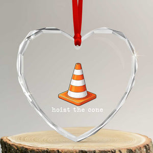 Minimalist Hoist The Cone Typography Heart Crystal Glass Ornament Funny Baseball Fan Pride Celebration IYKYK Meme TS02 Transparent Glass 3'' Heart Print Your Wear