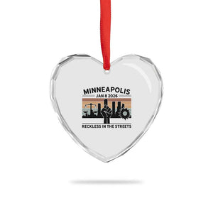 Minneapolis January 8 2026 Justice Movement Heart Crystal Glass Ornament Reckless in the Streets Protest TS02 Print Your Wear