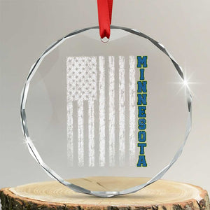 Minnesota MN State Pride Vintage American Flag Crystal Glass Ornament TS11 Transparent Glass 3'' Circle Print Your Wear