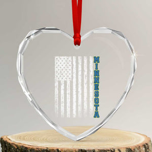 Minnesota MN State Pride Vintage American Flag Heart Crystal Glass Ornament TS11 Transparent Glass 3'' Heart Print Your Wear