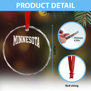 Minnesota MN State Throwback Design Vintage Crystal Glass Ornament TS11 Print Your Wear