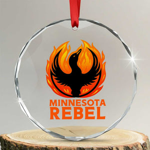 Minnesota Rebel Loon Crystal Glass Ornament Rising From Fire Political Resistance TS02 Transparent Glass 3'' Circle Print Your Wear