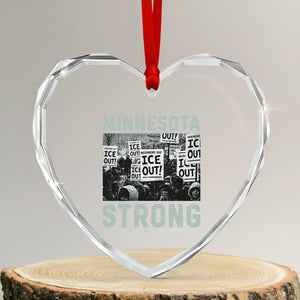 Minnesota Strong Heart Crystal Glass Ornament Minneapolis ICE Out Anti ICE Protest Right Now TS14 Transparent Glass 3'' Heart Print Your Wear