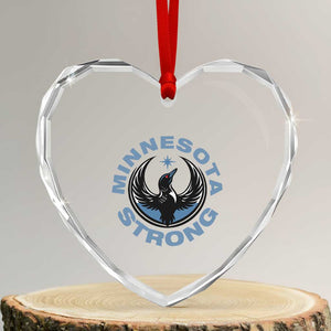 Minnesota Strong Heart Crystal Glass Ornament MN State Bird Loon Resistance Political Protest TS14 Transparent Glass 3'' Heart Print Your Wear