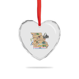 Missouri Map Landmarks Major Cities Roads Flag Heart Crystal Glass Ornament