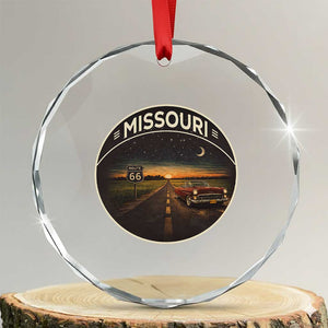 Missouri State Route Highway 66 Crystal Glass Ornament Mother Road Travel Gift TS12 Transparent Glass 3'' Circle Print Your Wear