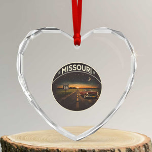 Missouri State Route Highway 66 Heart Crystal Glass Ornament Mother Road Travel Gift TS12 Transparent Glass 3'' Heart Print Your Wear