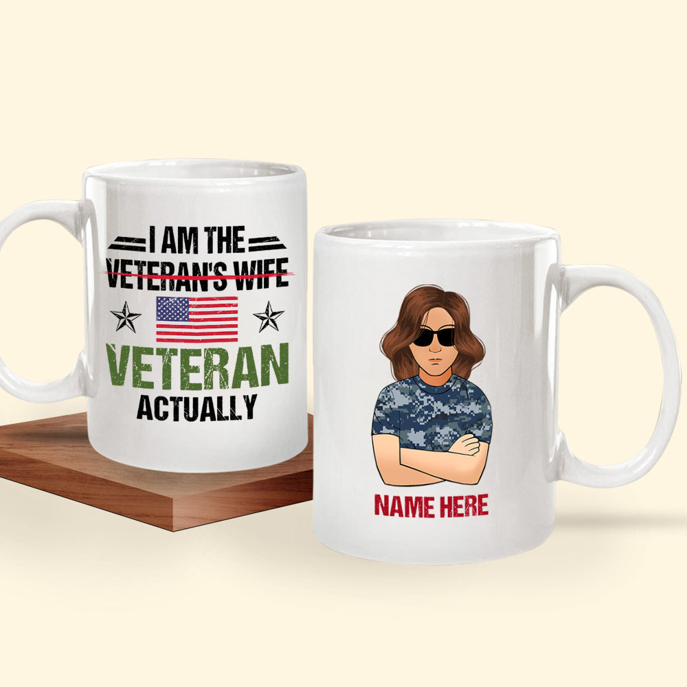 Personalized Female Veteran Mug Im Not Veterans Wife CTM One Size 11oz size Custom - Printyourwear