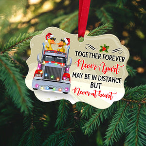 Personalized JP Christmas Ornaments Together Forever Never Apart Duck Gift For Trucker Couple CTM Ornament Custom - Printyourwear