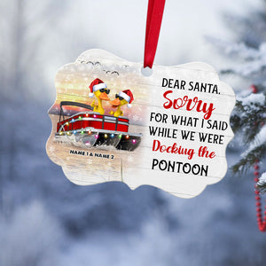 Personalized JP Christmas Ornaments Dear Santa, Docking The Pontoon Duck Gift For Pontoon Lover CTM Custom - Printyourwear