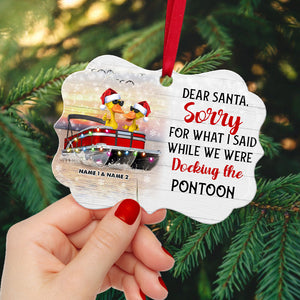 Personalized JP Christmas Ornaments Dear Santa, Docking The Pontoon Duck Gift For Pontoon Lover CTM Custom - Printyourwear
