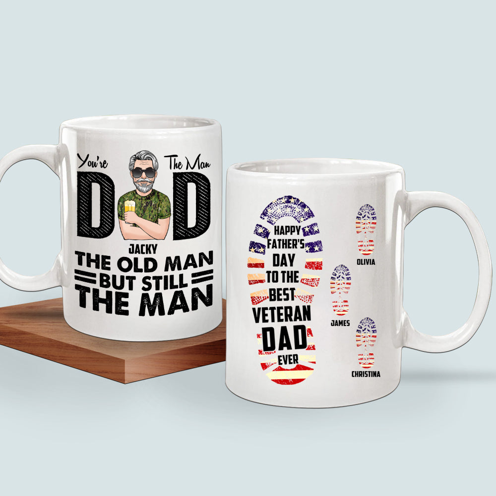 Personalized Mug Happy Fathers Day To The Best Veteran Dad Ever CTM One Size 11oz size Custom - Printyourwear
