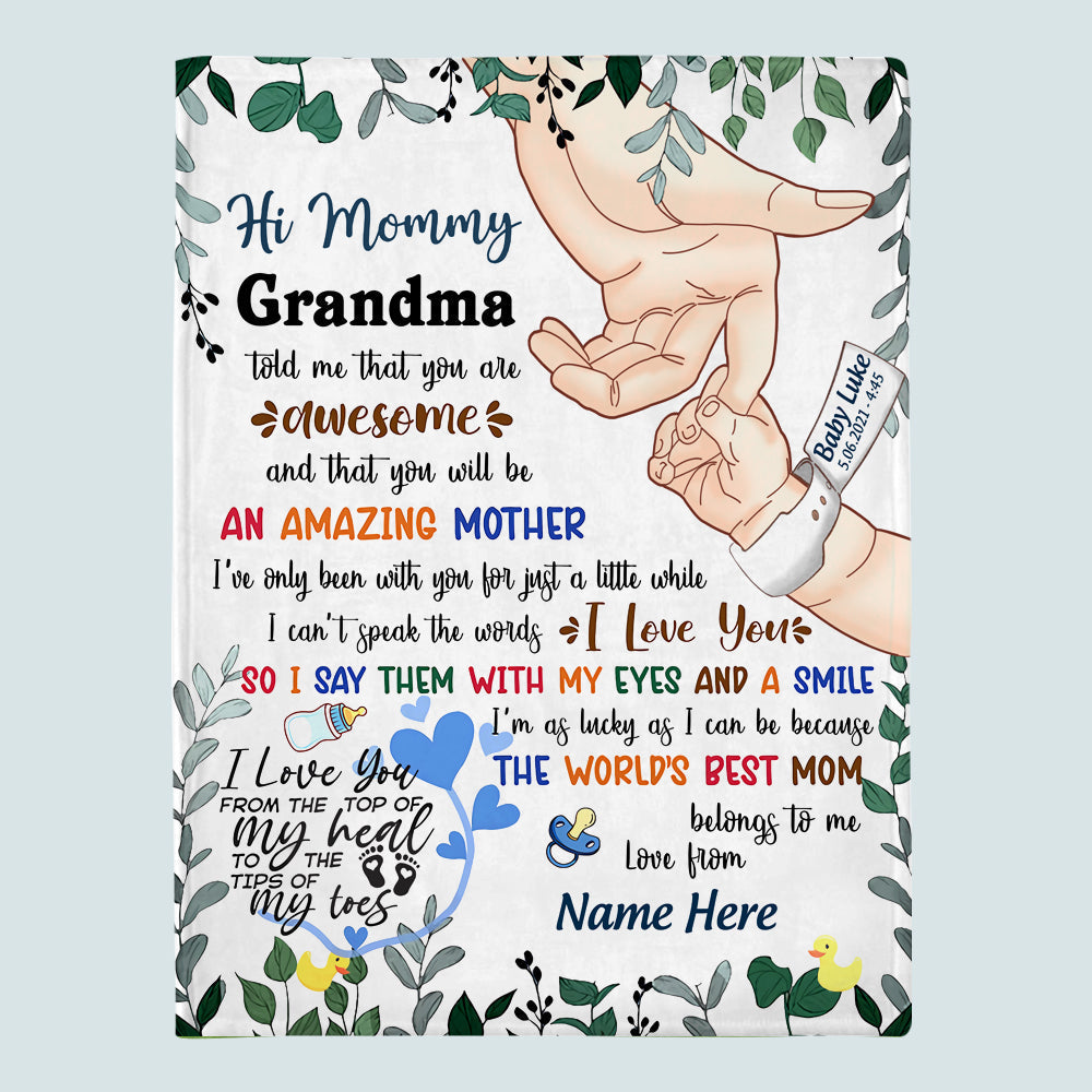 Mothers Day Custom First Mothers Day Blanket Grandma Told Me That You Are Awesome Mommy CTM Custom - Printyourwear
