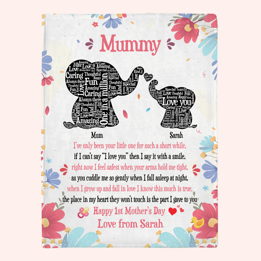Personalized First Mothers Day Blanket Elephant Ive Only Been Your Little such A Short While CTM Custom - Printyourwear