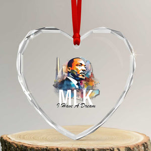 MLK I Have A Dream Heart Crystal Glass Ornament Martin Luther King Portrait Black History Month TS11 Transparent Glass 3'' Heart Print Your Wear