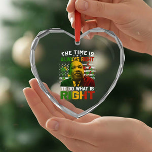 MLK Quotes The Time Is Always Right To Do What Is Right Heart Crystal Glass Ornament Martin Luther King Vintage American Flag TS11 Print Your Wear