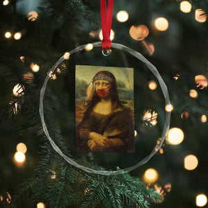 MMIW Awareness Crystal Glass Ornament Mona Lisa Red Handprint Indigenous Woman Stop Stolen Sisters TS10 Print Your Wear