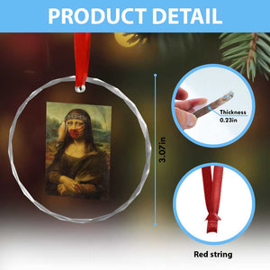 MMIW Awareness Crystal Glass Ornament Mona Lisa Red Handprint Indigenous Woman Stop Stolen Sisters TS10 Print Your Wear