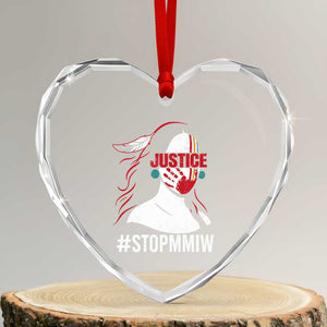 MMIW Awareness Heart Crystal Glass Ornament Justice For Indigenous Woman Stop Stolen Sisters TS10 Transparent Glass 3'' Heart Print Your Wear
