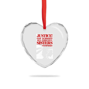 MMIW Awareness Heart Crystal Glass Ornament Justice Stop Murdering Our Indigenous Sisters TS10 Print Your Wear